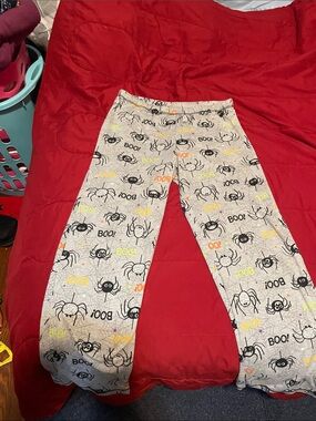 Kids Gray Spider Halloween Pajama Pants with Neon Accents